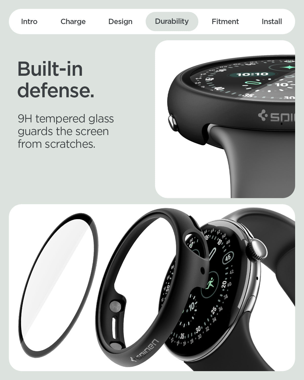 Spigen Google Pixel Watch 5 (41mm) Case + Screen Protector – Thin Fit 360 - Crystal Clear - official image 8