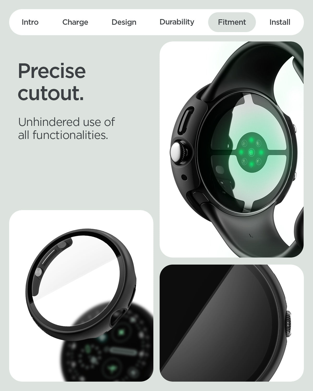 Spigen Google Pixel Watch 5 (45mm) Case + Screen Protector – Thin Fit 360 - Black - official image 10