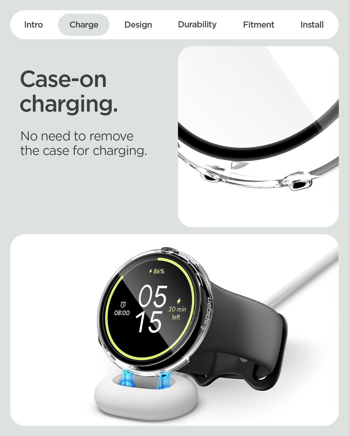 Spigen Google Pixel Watch 5 (45mm) Case + Screen Protector – Thin Fit 360 - Crystal Clear - official image 13