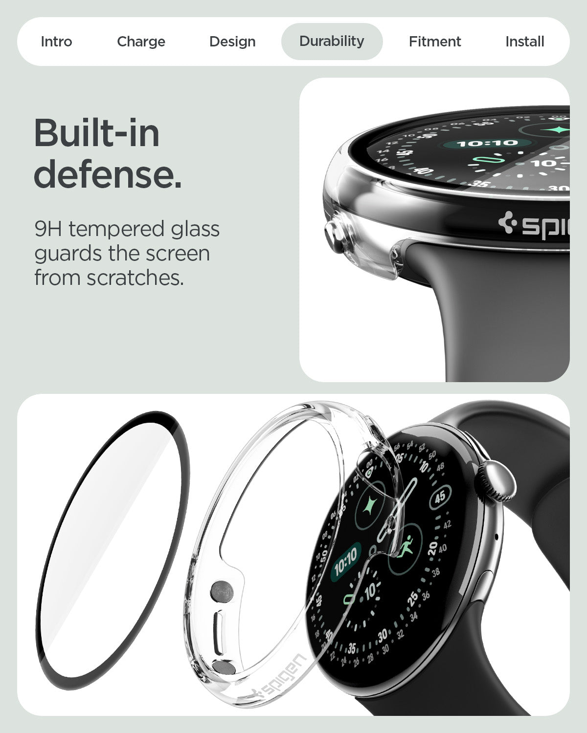 Spigen Google Pixel Watch 5 (41mm) Case + Screen Protector – Thin Fit 360 - Black - official image 8