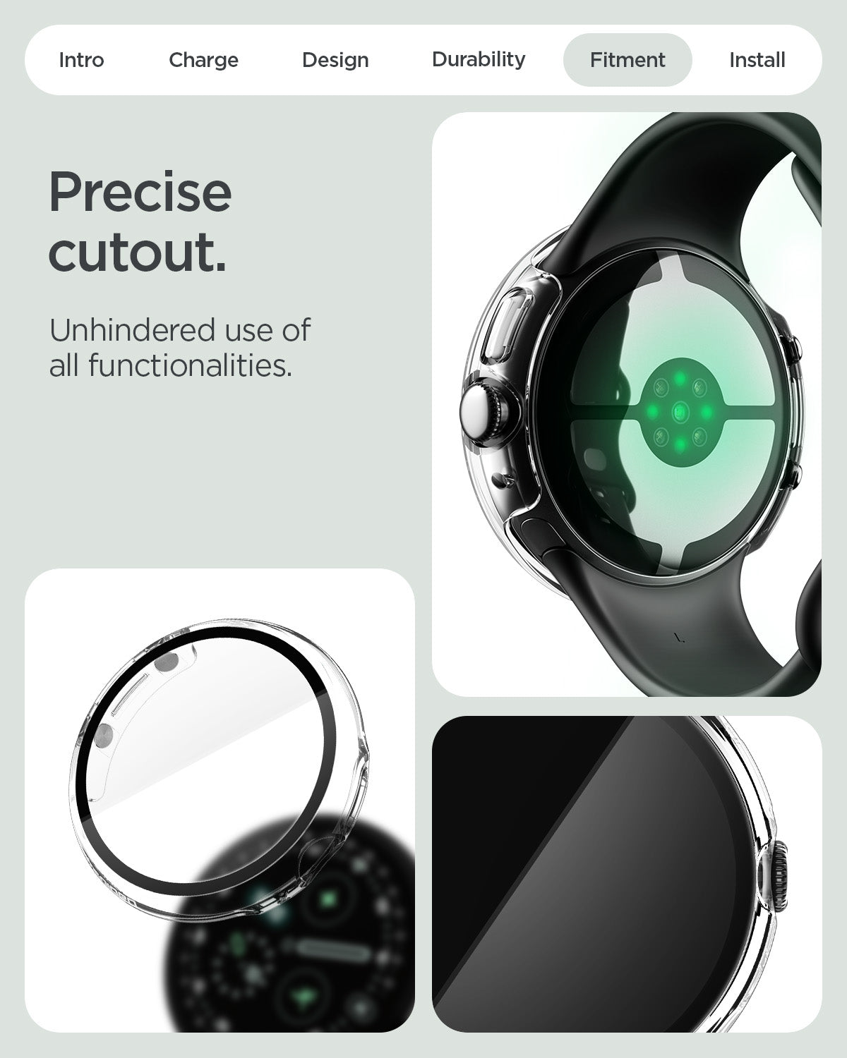 Spigen Google Pixel Watch 5 (41mm) Case + Screen Protector – Thin Fit 360 - Black - official image 10