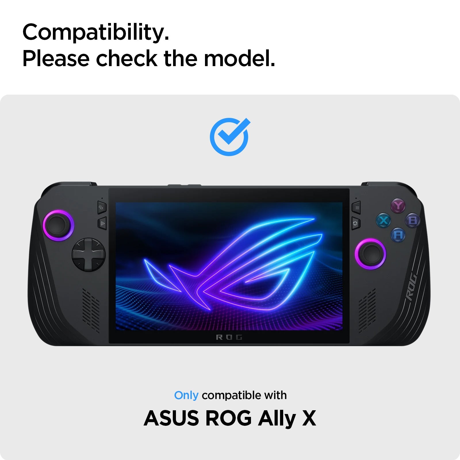 ROG Ally X RC72LA compatibility guide for Spigen Glas.tR EZ Fit