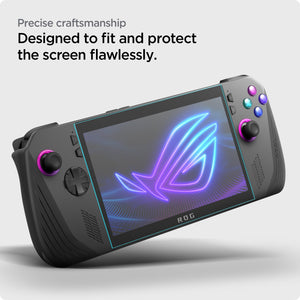 Spigen Glas.tR EZ Fit precision coverage on the ROG Ally X display