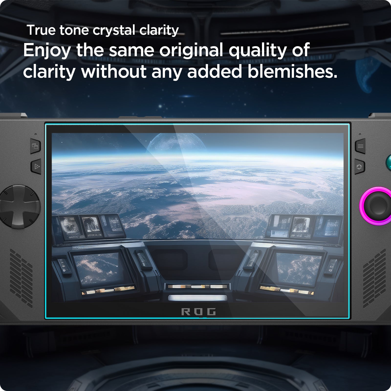 Spigen clear Glas.tR EZ Fit display clarity on ROG Ally X