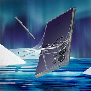 ACS07283 - Galaxy S24 Ultra Case Liquid Crystal in Crystal Clear showing clear back on the sea.
