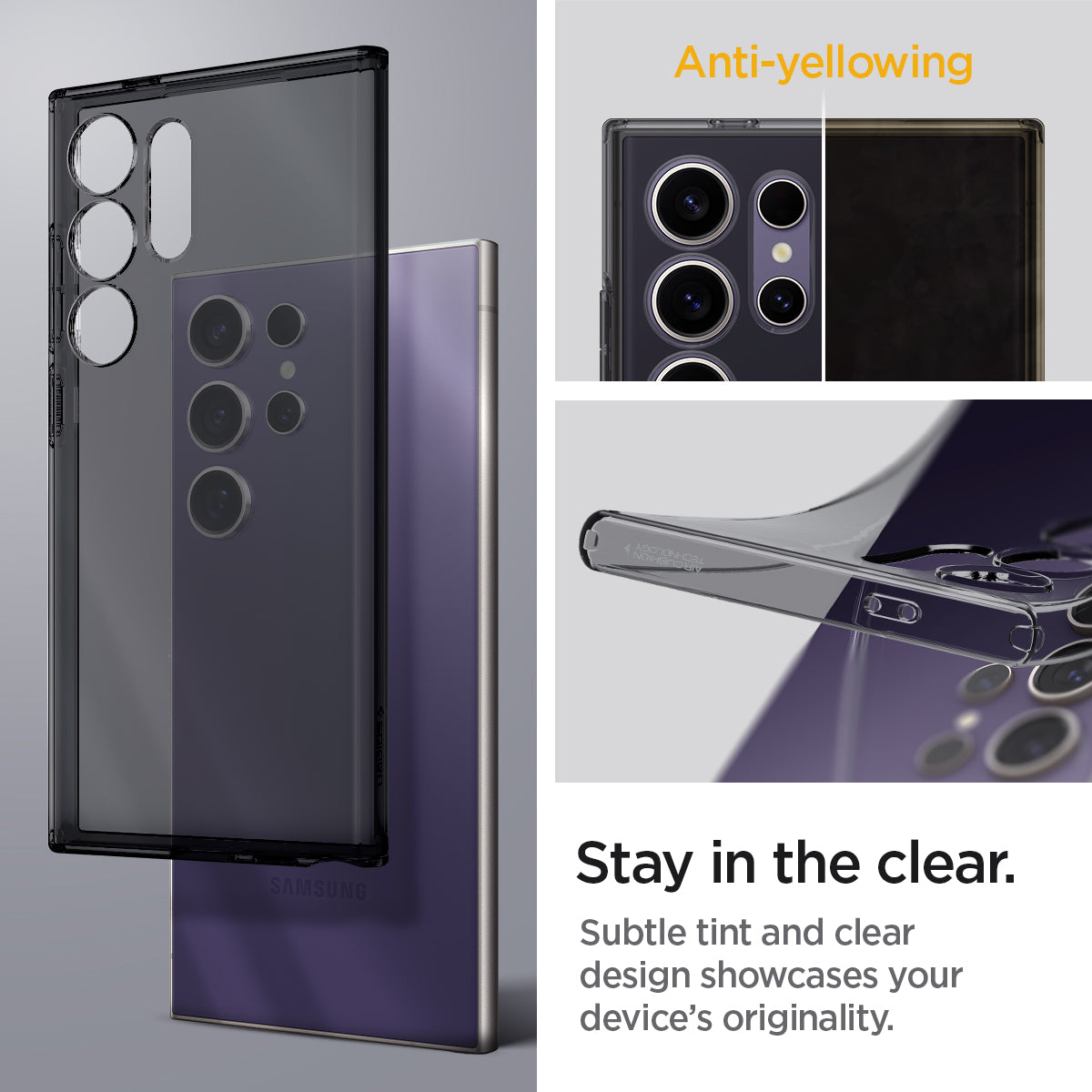 ACS07284 - Galaxy S24 Ultra Case Liquid Crystal in Space Crystal anti yellowing. stay in the clear subtle tint and clear design showcases your device's originality.