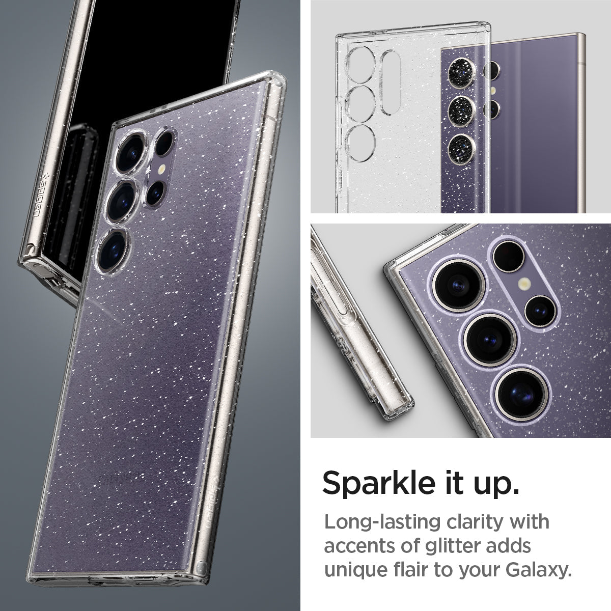 ACS07285  - Galaxy S24 Ultra Case Liquid Crystal Glitter in Crystal Quartz sparkle it up. long lasting clarity with accents of glitter adds unique flair to your galaxy.