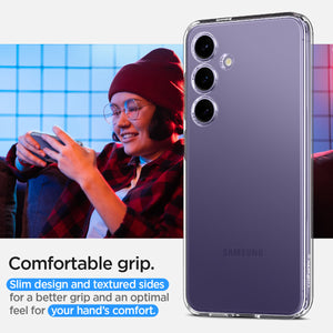ACS07343 - Galaxy S24 Case Liquid Crystal in Crystal Clear comfortable grip. slim design and textured sides for a better grip and an optimal feel for your hand's comfort.