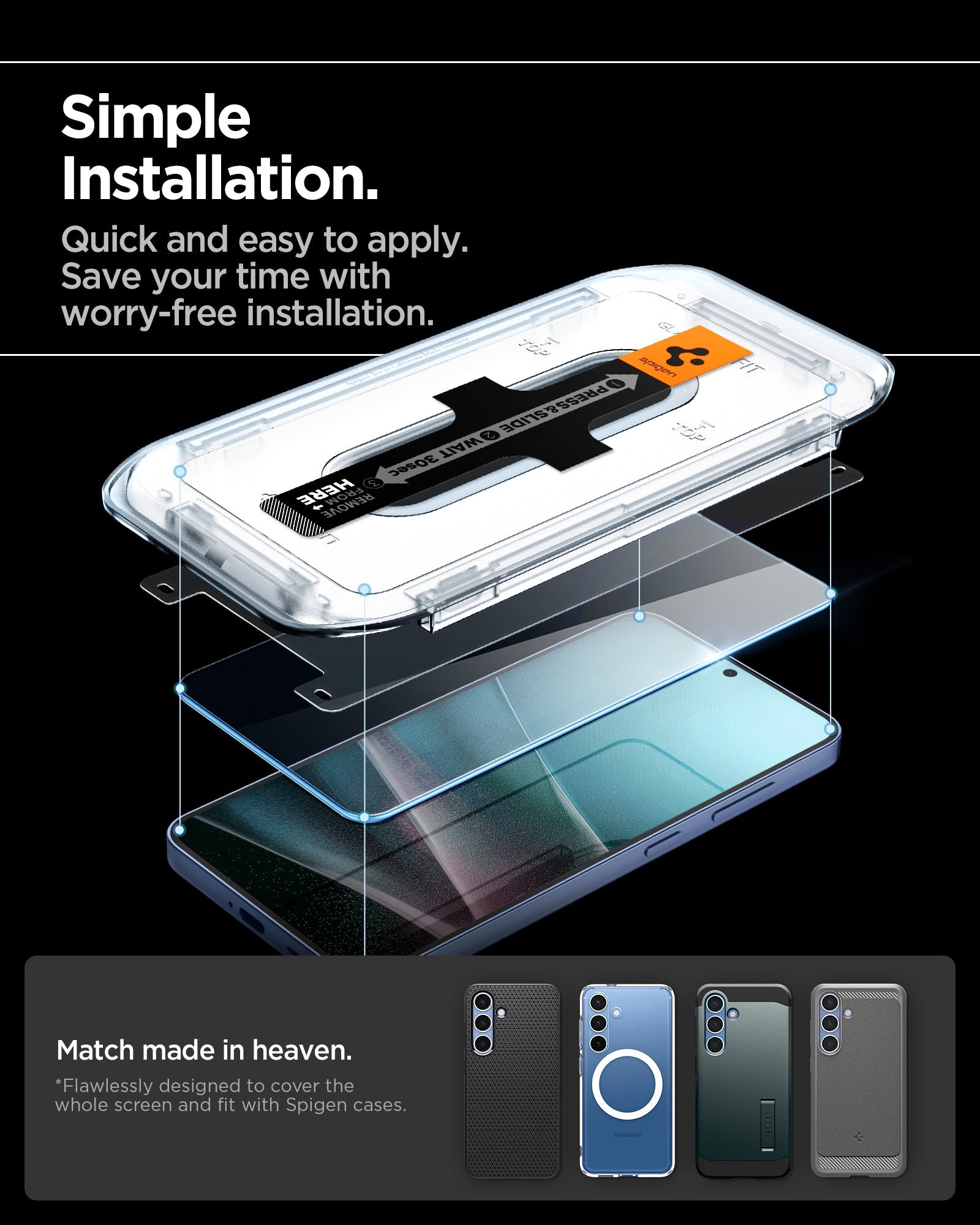 Spigen Galaxy S25 / S24 Screen Protector Glas.tR EZ Fit HD (2 Pack) view 9