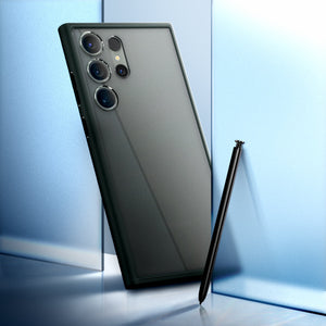 ACS06080 - Galaxy S23 Ultra Case Ultra Hybrid in frost green showing clear back with S pen.