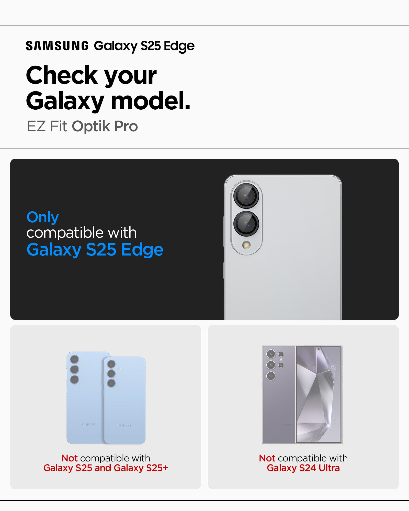 Spigen Samsung Galaxy S25 Edge Lens Protector Optik Pro EZ Fit [2 Pack] view 3