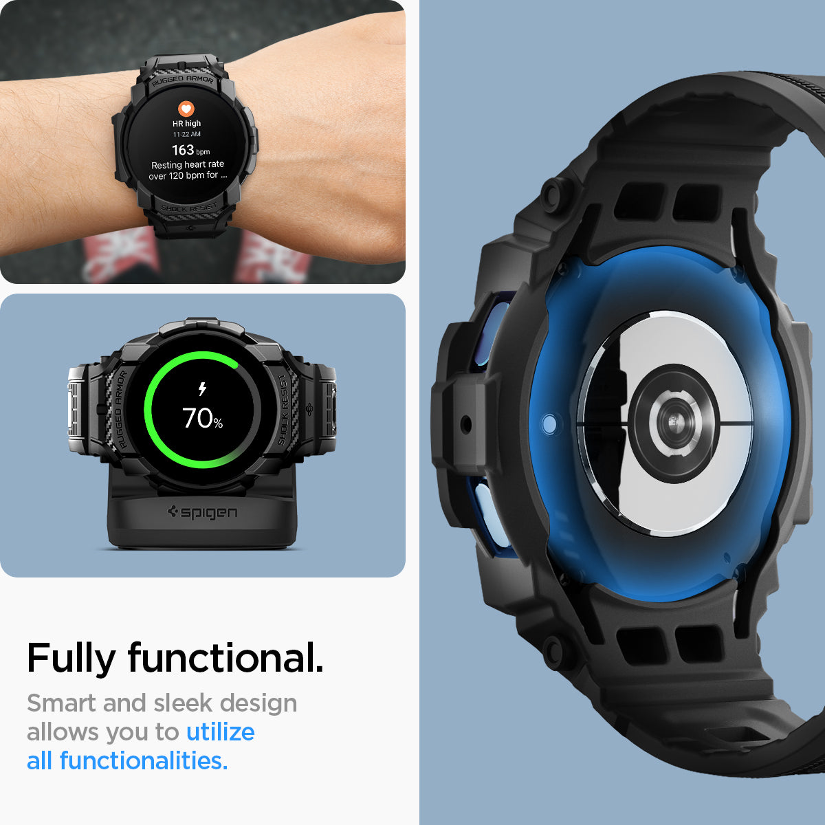 Spigen Galaxy Watch 7 (44mm) Case+Band Case Rugged Armor Pro view 16