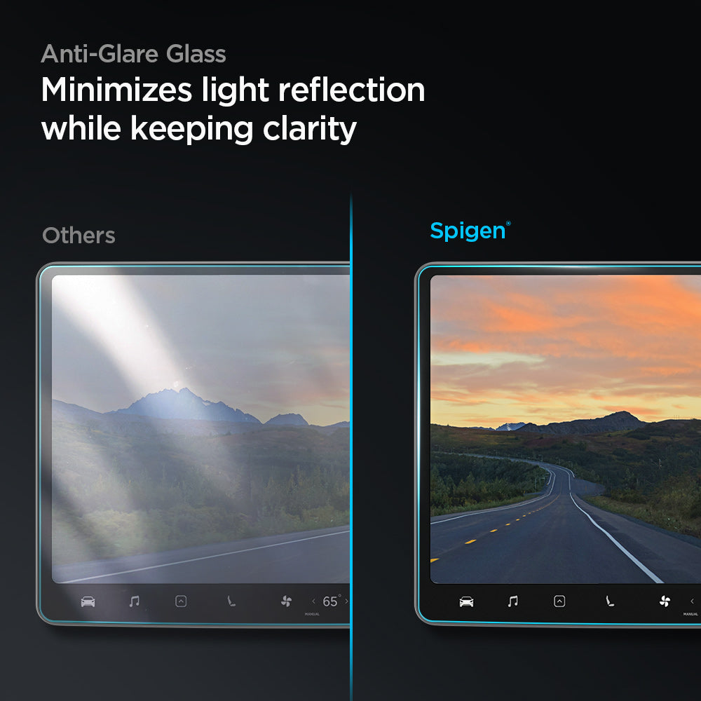 Spigen Tesla Model 3 / Model Y Screen Protector (15”) Screen Protector GLAS.tR EZ Fit Anti-Glare view 7