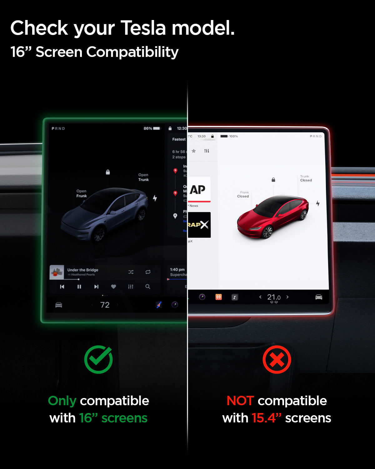 Spigen Tesla Model Y Screen Protector (16“) Screen Protector GLAS.tR EZ Fit AluminaCore Anti-Glare view 12