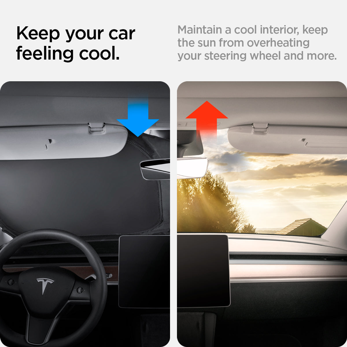 Spigen Tesla Model 3 / Model Y CryoShade Windshield Sunshade – official detail 4