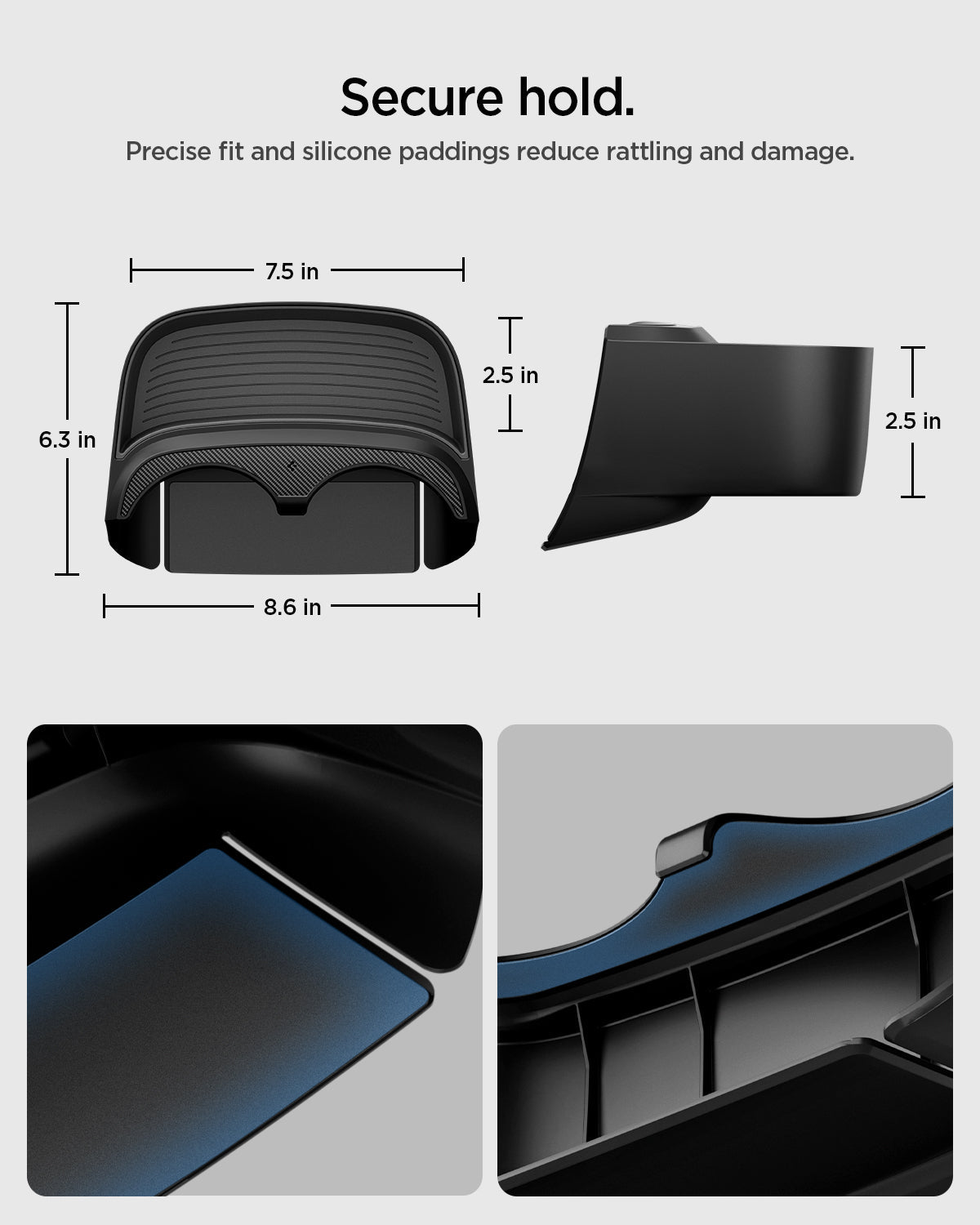 Secure storage design of Spigen Model Y Standard console extender