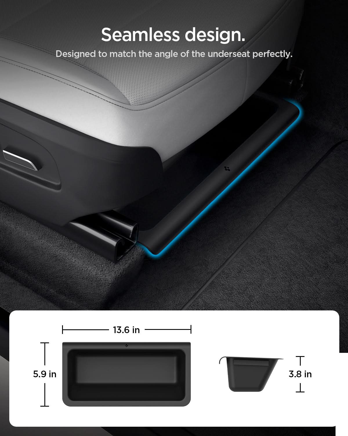 Spigen Model Y Juniper organizer shaped to follow the underseat angle