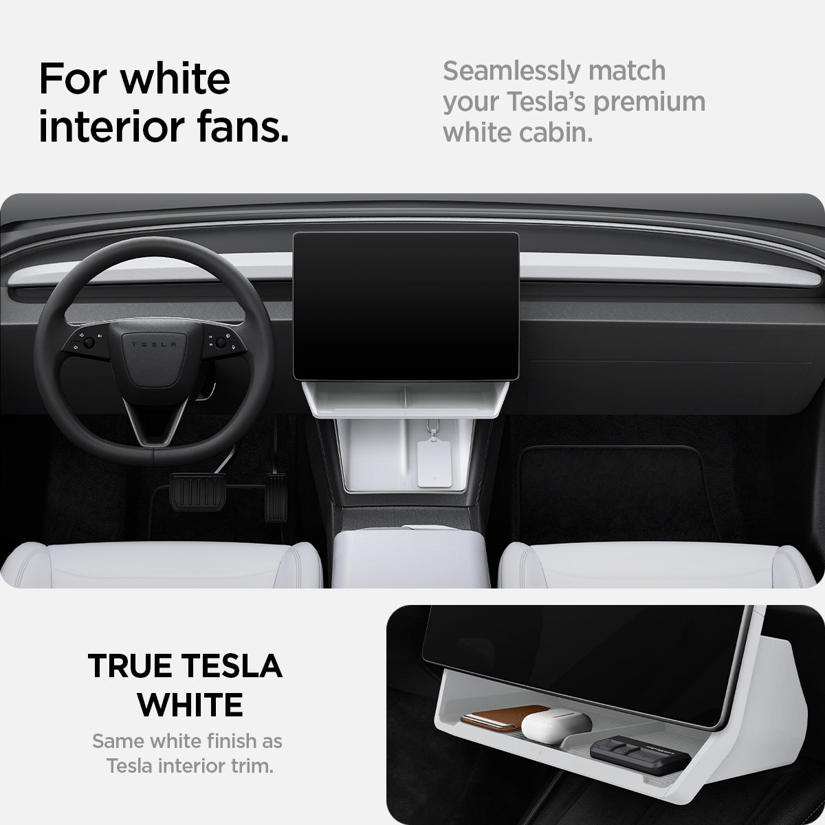 White interior styling of Spigen TO227H Tesla organizer