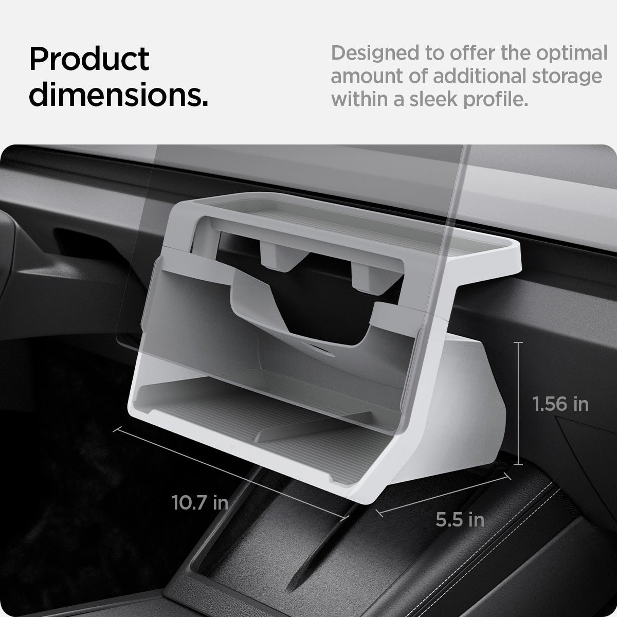 Dimensions of Spigen TO227H White under-screen organizer