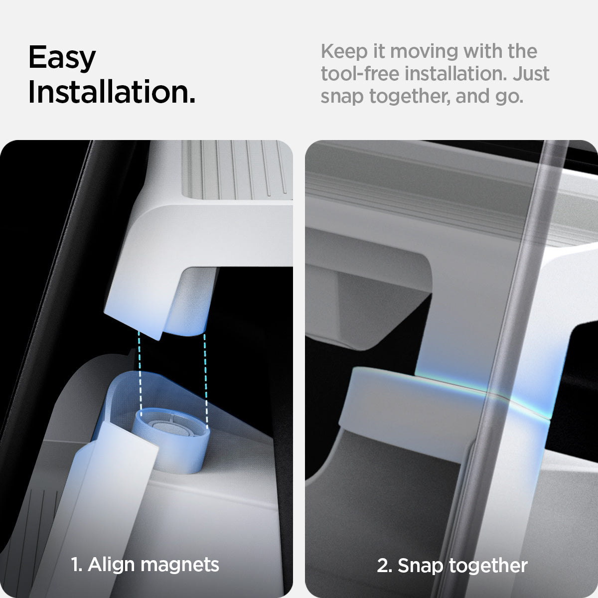 Tool-free installation steps for Spigen TO227H organizer