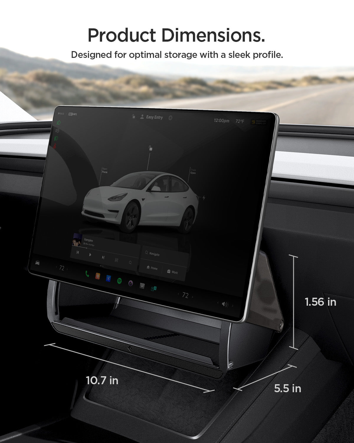 Spigen Tesla Model Y Juniper / Model 3 Highland Hidden Under-Screen Organizer – TO227JH — fit, construction or installation view 14