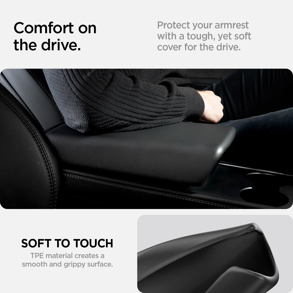 Spigen Tesla Model 3 2017–2023 / Model Y 2020–2024 Armrest Cover – Black official detail 8
