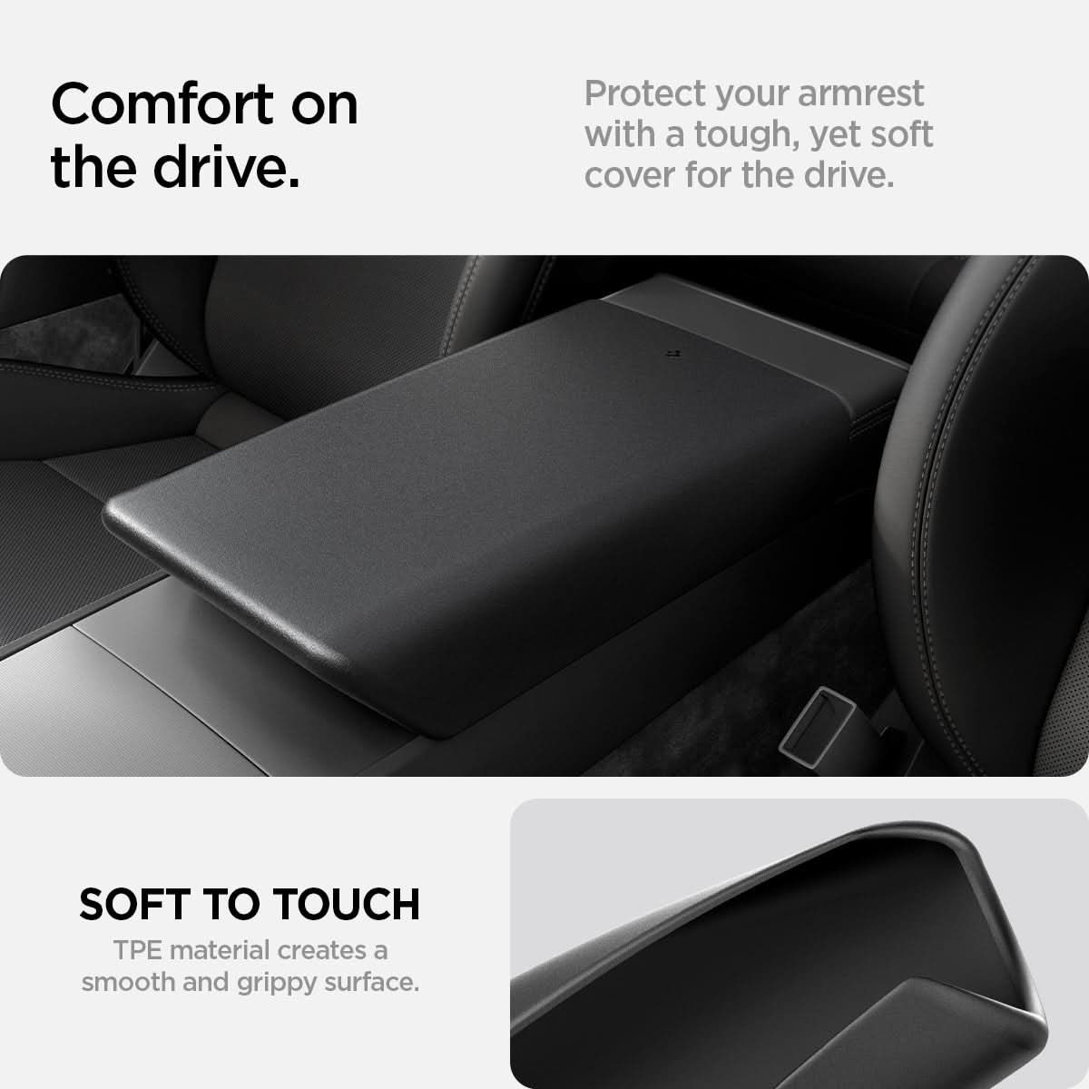 Spigen Tesla Model 3 Highland / Model Y Juniper Armrest Cover – Black official detail 7