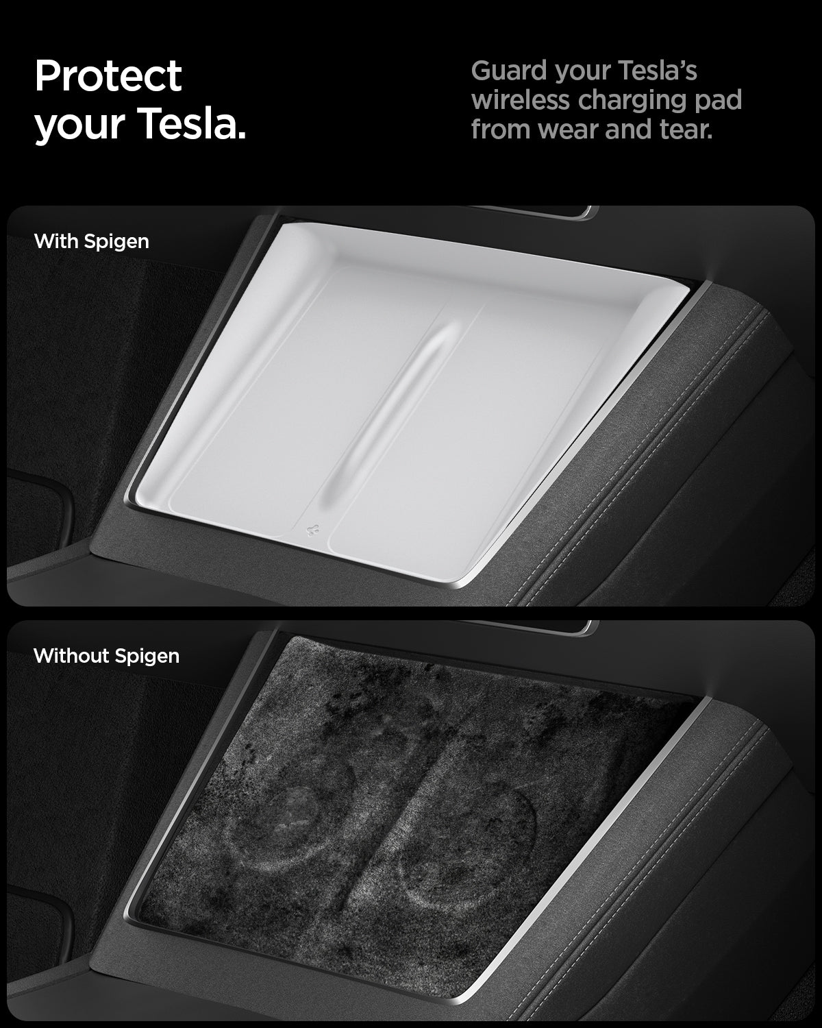 White Spigen TO261JH Tesla Model Y Juniper charging pad cover feature view 8