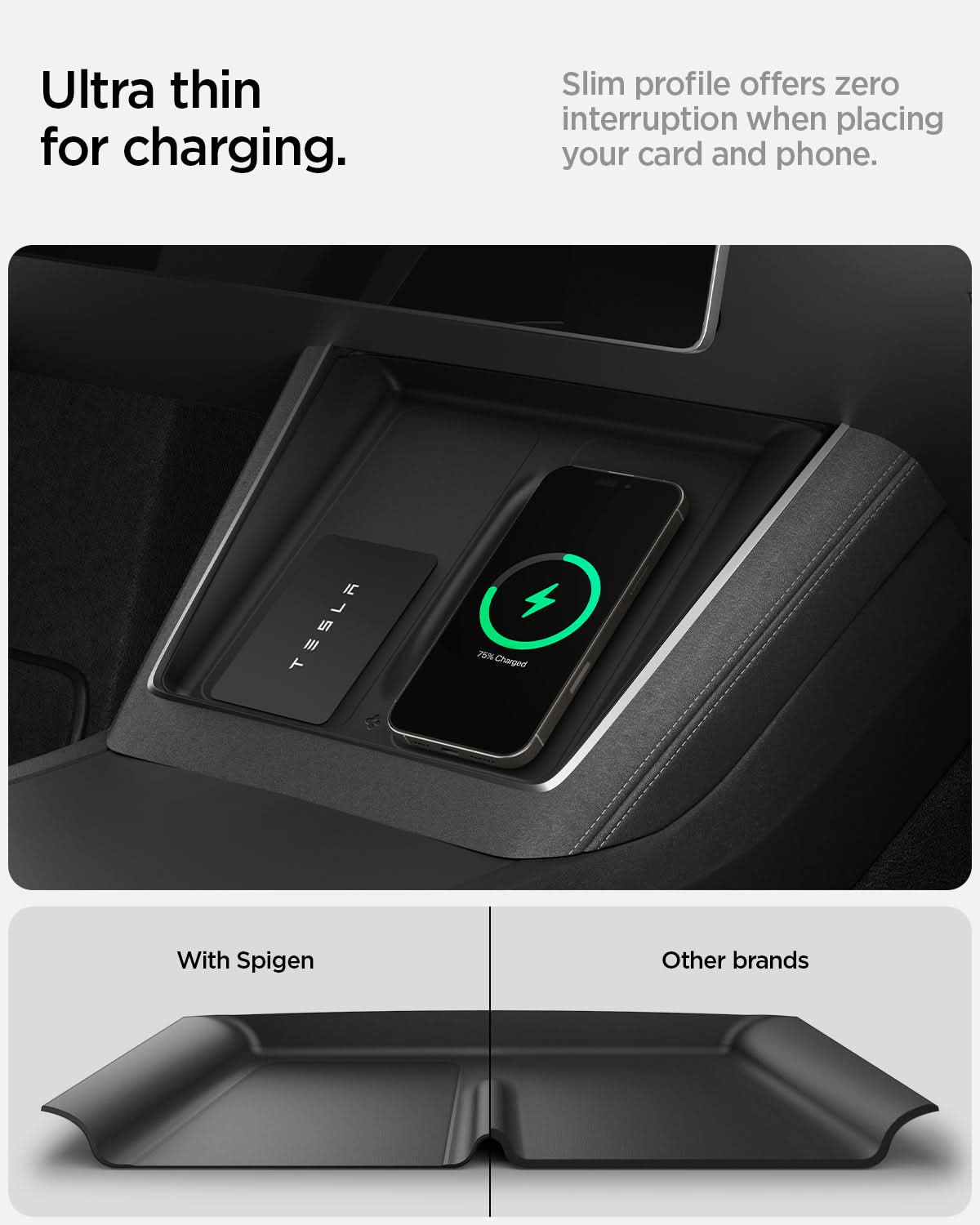 Black Spigen TO261JH Tesla Model Y Juniper charging pad cover feature view 7