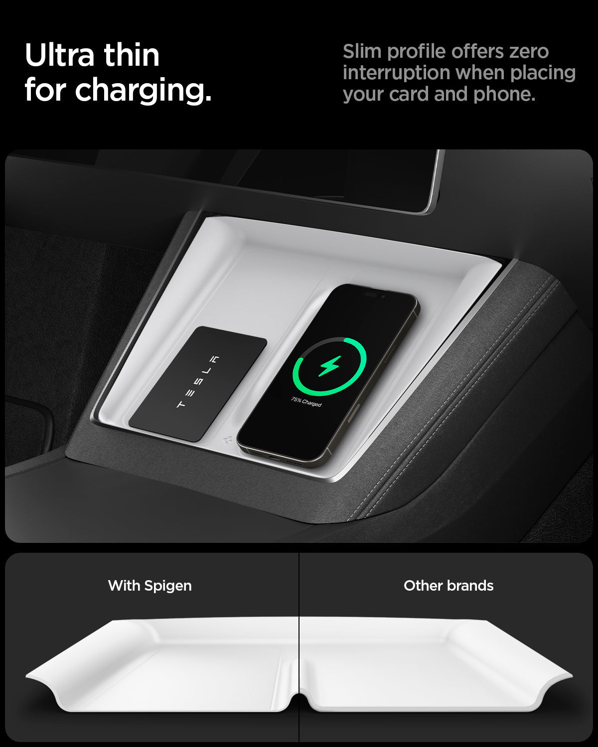 White Spigen TO261JH Tesla Model Y Juniper charging pad cover feature view 4