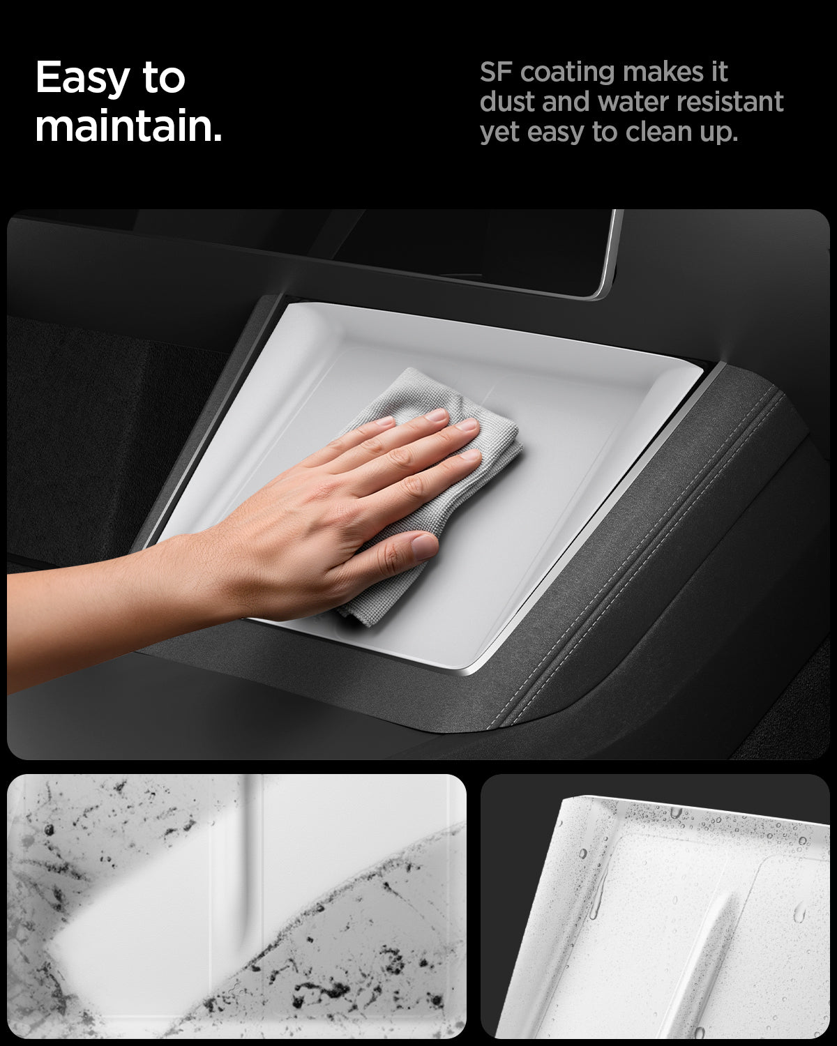 White Spigen TO261JH Tesla Model Y Juniper charging pad cover feature view 5
