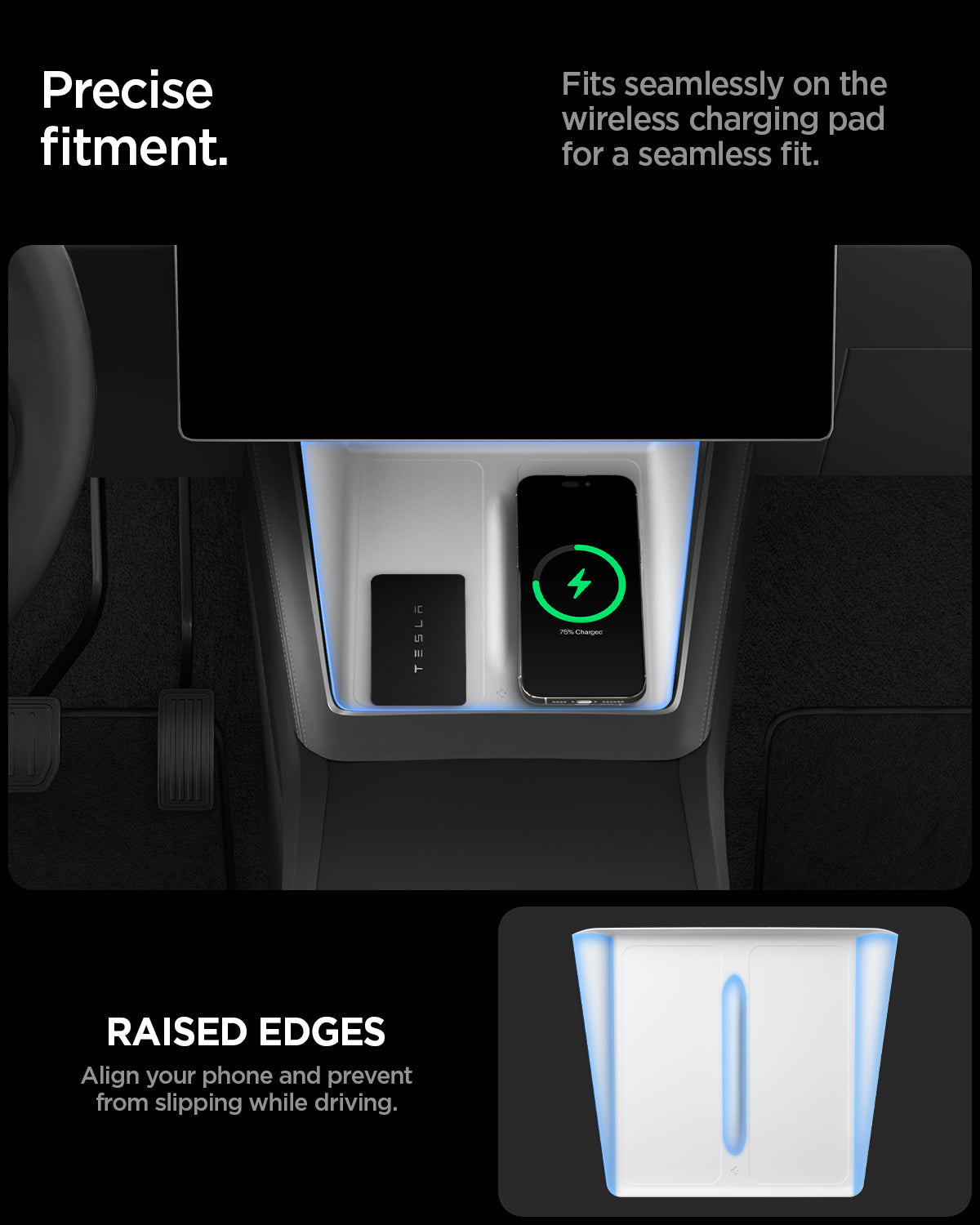 White Spigen TO261JH Tesla Model Y Juniper charging pad cover feature view 7
