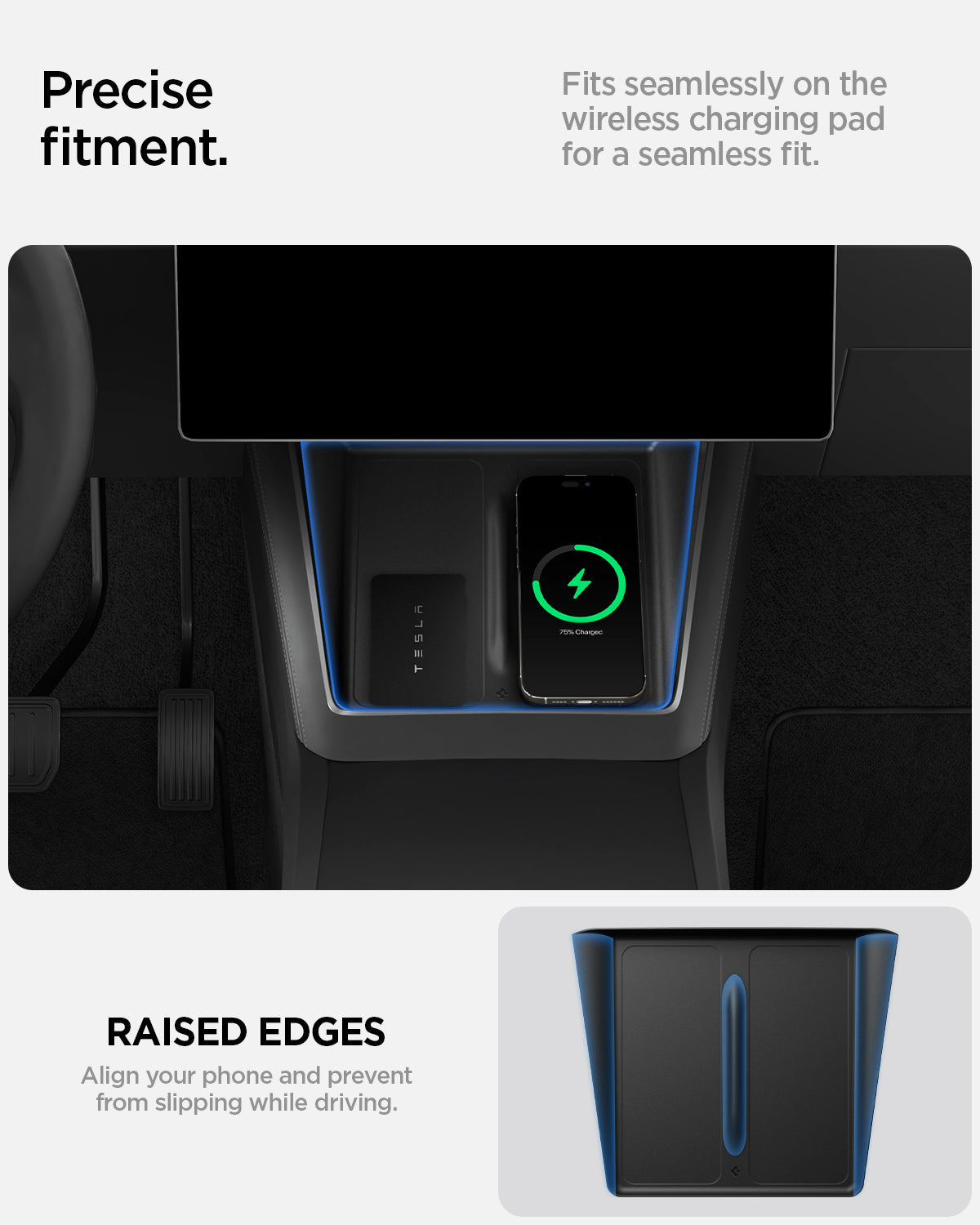 Black Spigen TO261JH Tesla Model Y Juniper charging pad cover feature view 9