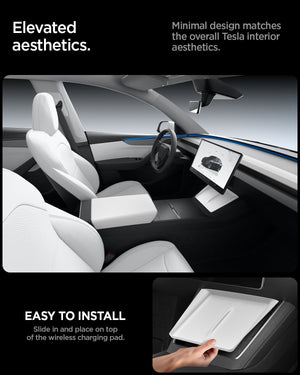 White Spigen TO261JH Tesla Model Y Juniper charging pad cover feature view 6