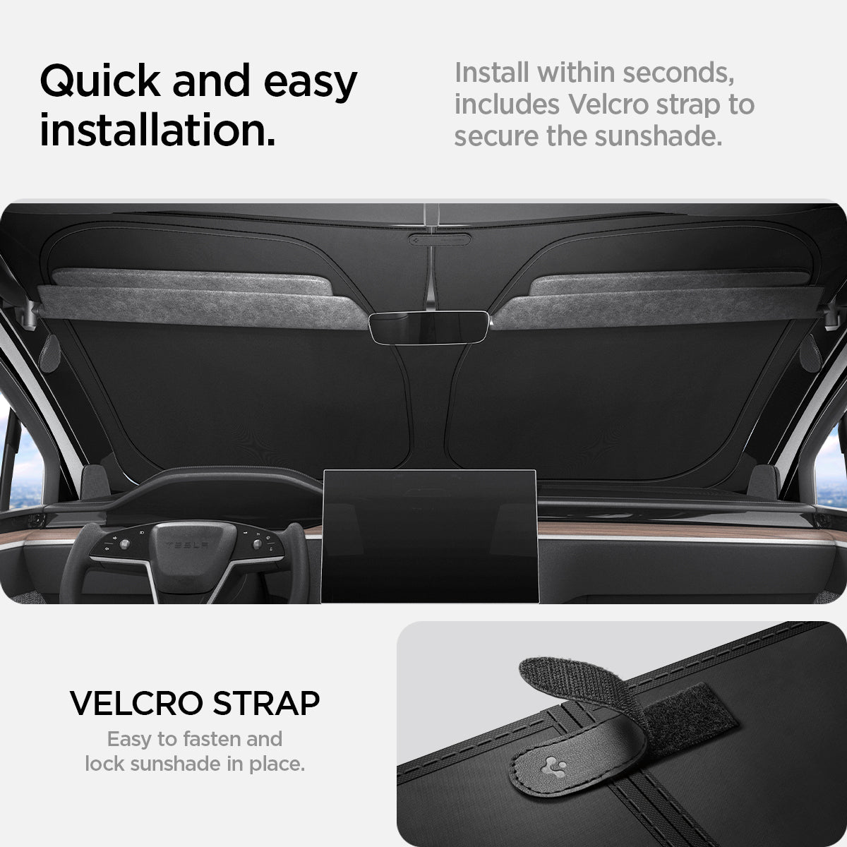Spigen Tesla Model X CryoShade Windshield Sunshade – official detail 11