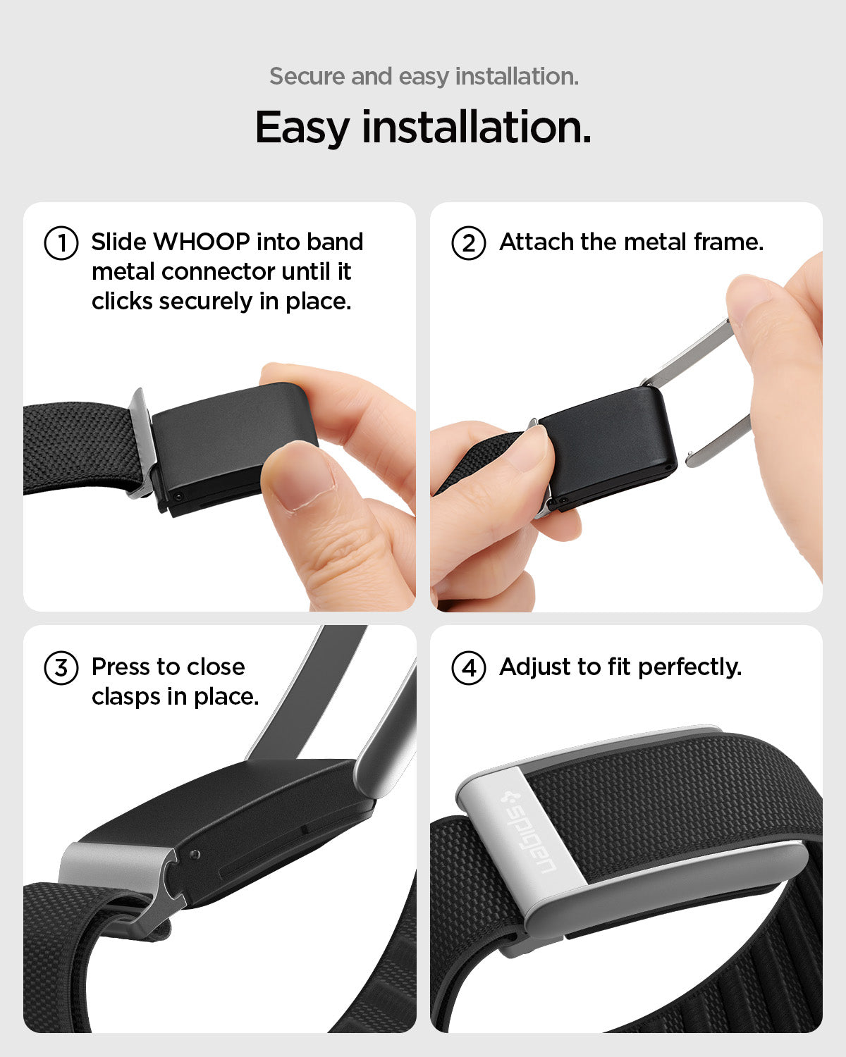 Spigen WHOOP 5.0 Replacement Band – WBF3 — Black, fit, construction or use view 12