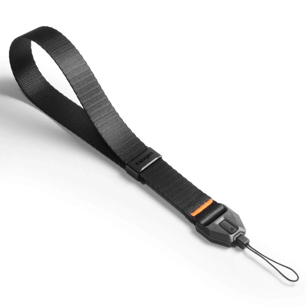 Spigen Universal Phone Wrist Strap – Adjustable Lanyard — woven band and orange stitch detail