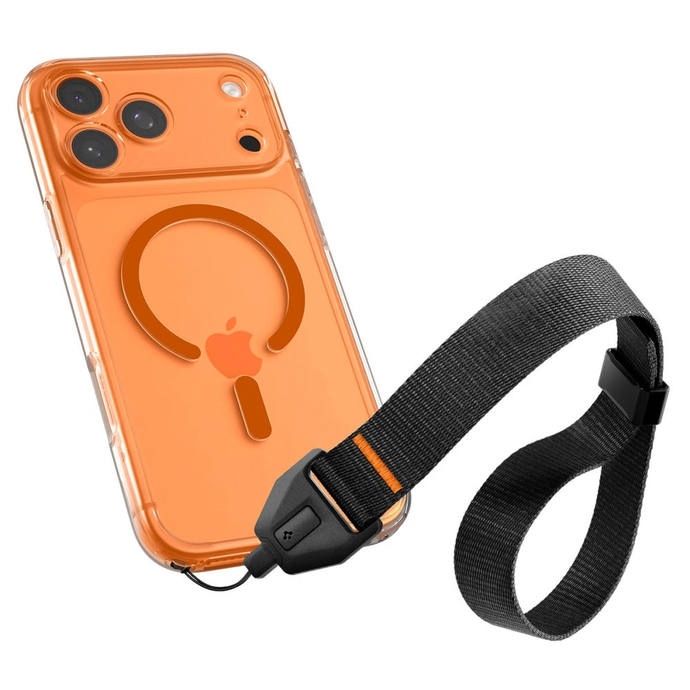 Spigen Universal Phone Wrist Strap – Adjustable Lanyard — strap attached to a compatible phone case