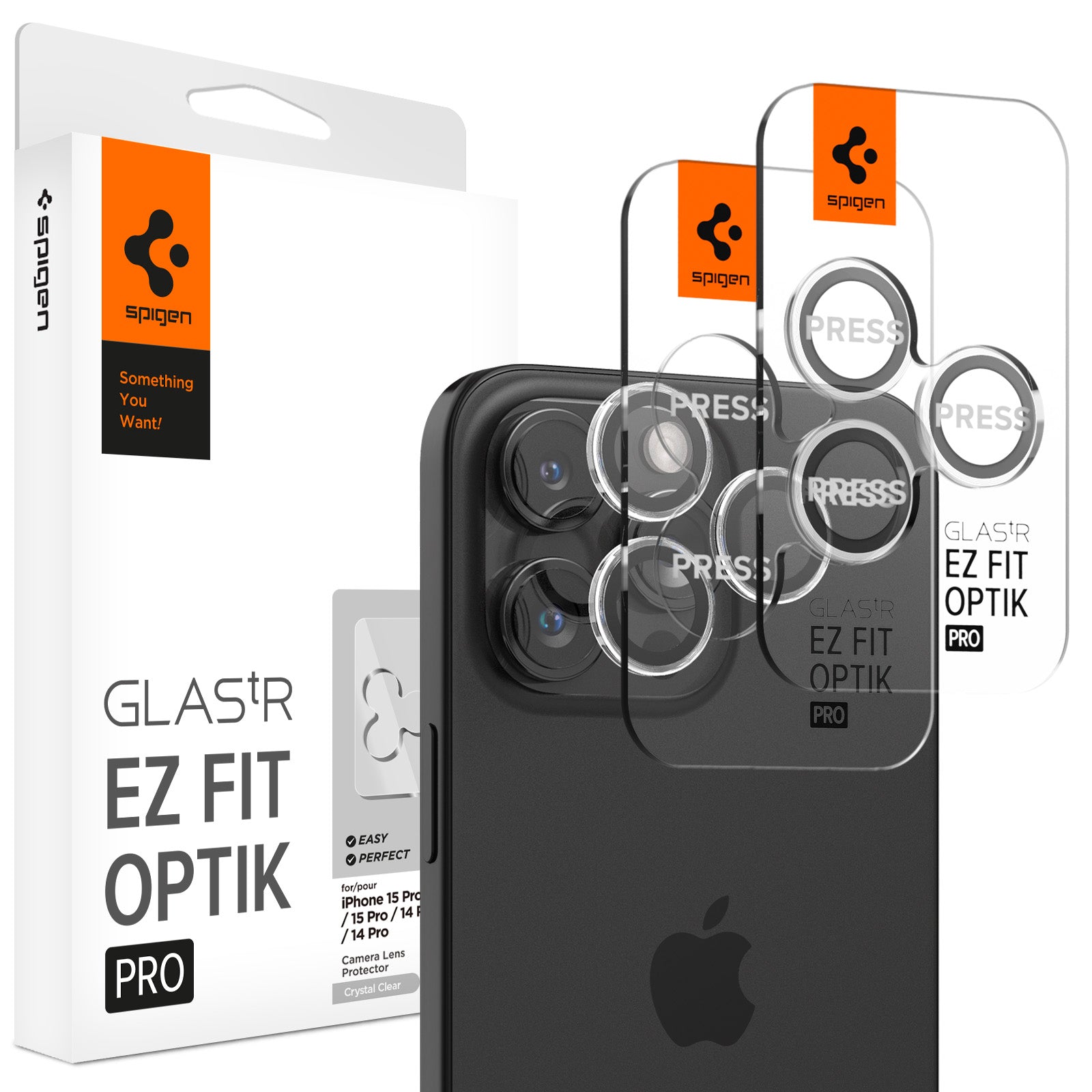 Spigen iPhone 14 Pro Max / 14 Pro Lens Protector – Optik Pro EZ Fit – Crystal Clear product image 1