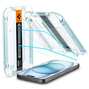 Spigen iPhone 15 Pro Max / 15 Pro / 15 Plus / 15 Screen Protector GLAS.tR EZ Fit | Sensor Protected (2 Pack) view 20