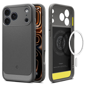 Temporary prelaunch image — Spigen iPhone 18 Pro Max / 17 Pro Max Case – Rugged Armor (MagFit) — Gray