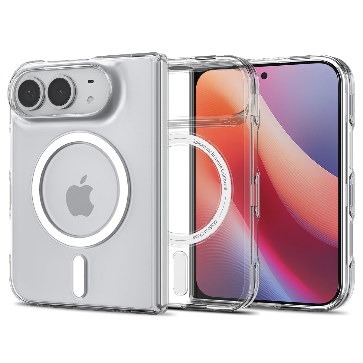 Spigen Air Skin MagFit Clear White case for iPhone Duo – front, rear and clear shell views