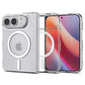 Spigen Air Skin MagFit Clear White case for iPhone Duo – front, rear and clear shell views