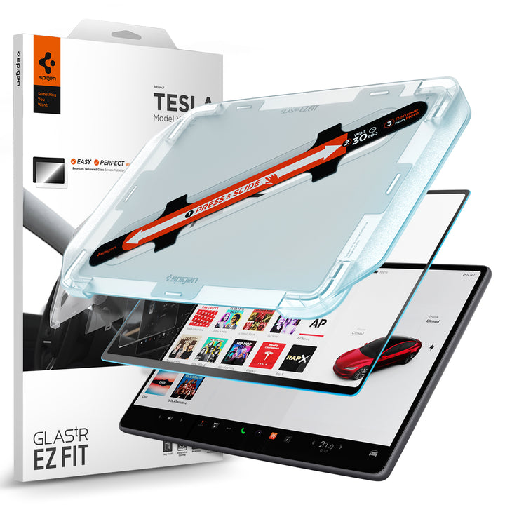 Spigen Tesla Model 3 / Model Y Screen Protector (15.4") - GLAS.tR EZ Fit Anti-Glare