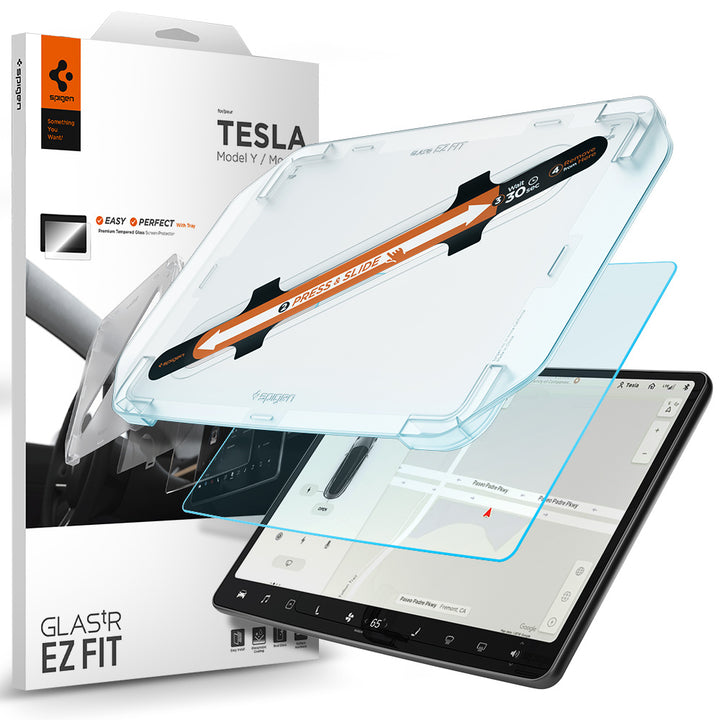 Spigen Tesla Model 3 / Model Y Screen Protector (15”) – GLAS.tR EZ Fit Anti-Glare