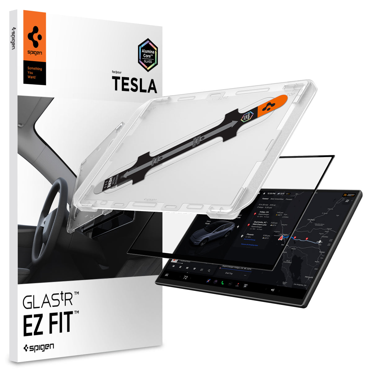 Spigen Tesla Model Y Screen Protector (16”)– GLAS.tR EZ Fit AluminaCore Screen Protector