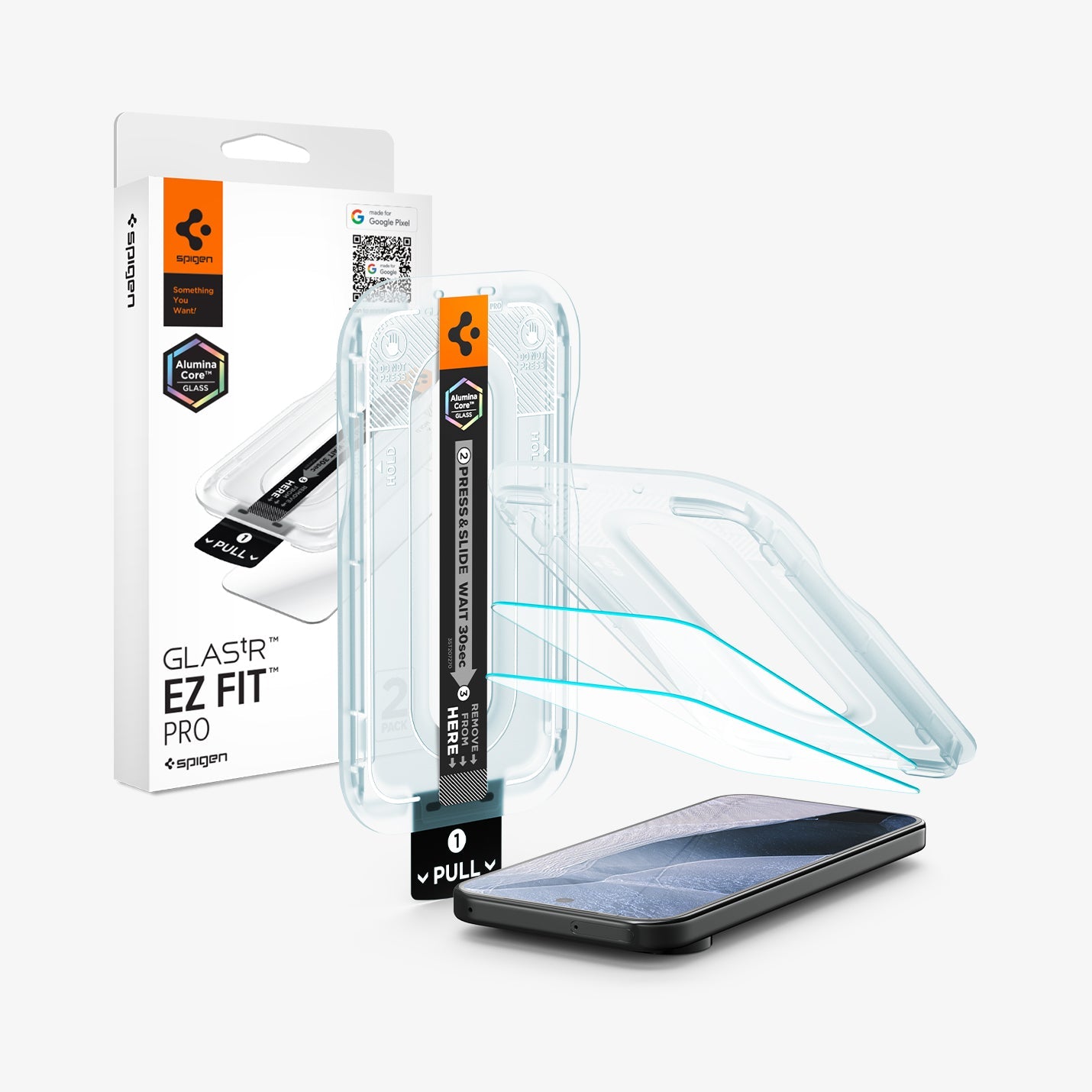 Spigen Pixel 11 Pro XL Screen Protector – GLAS.tR EZ Fit Pro (2 Pack) - Clear - image 1