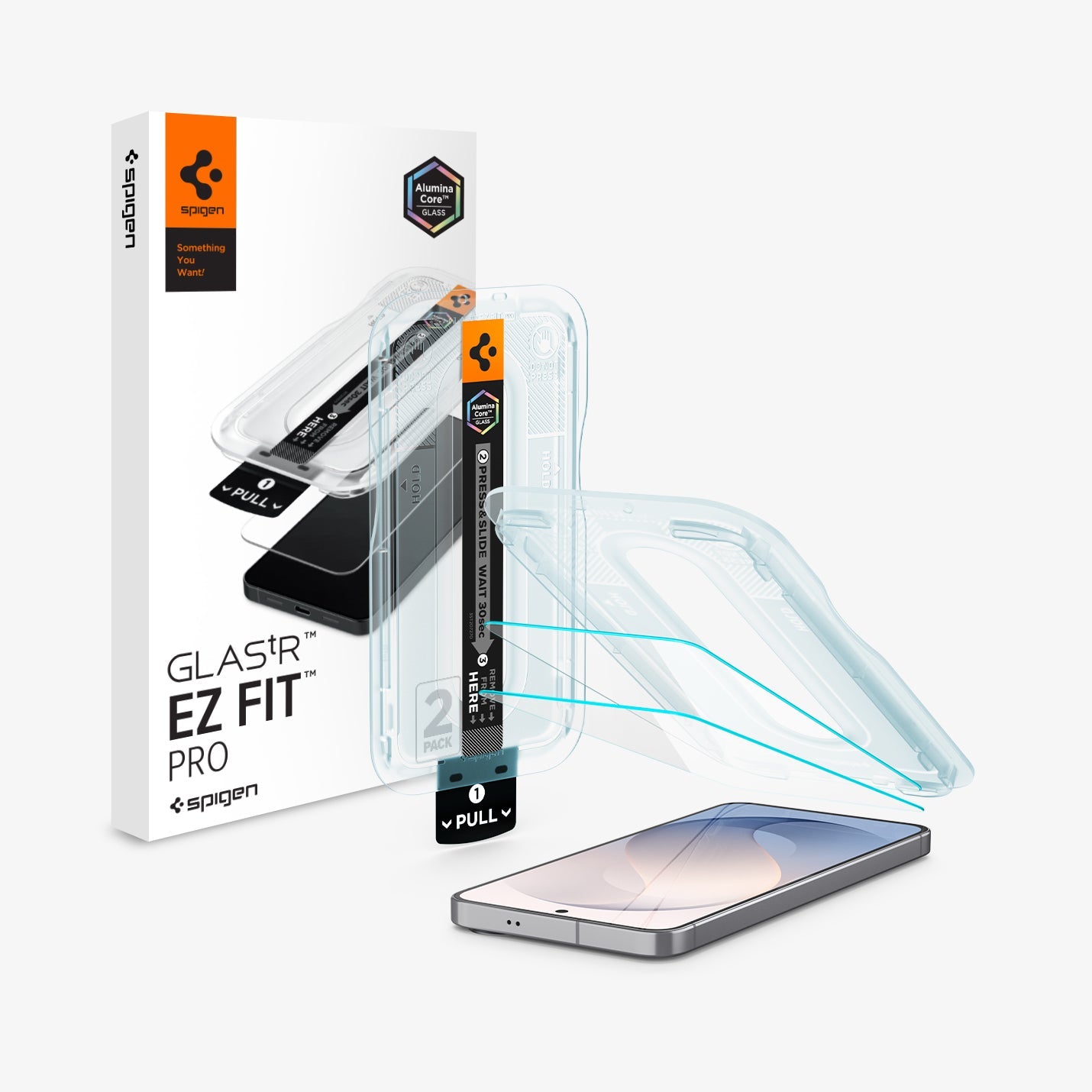 Spigen Galaxy S26 FE GLAS.tR EZ Fit Pro two-pack screen protector kit