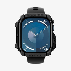 ACS08597 - Apple Watch Series 11 / 10 (46mm) Case Rugged Armor in Matte Black showing the front and partial sides