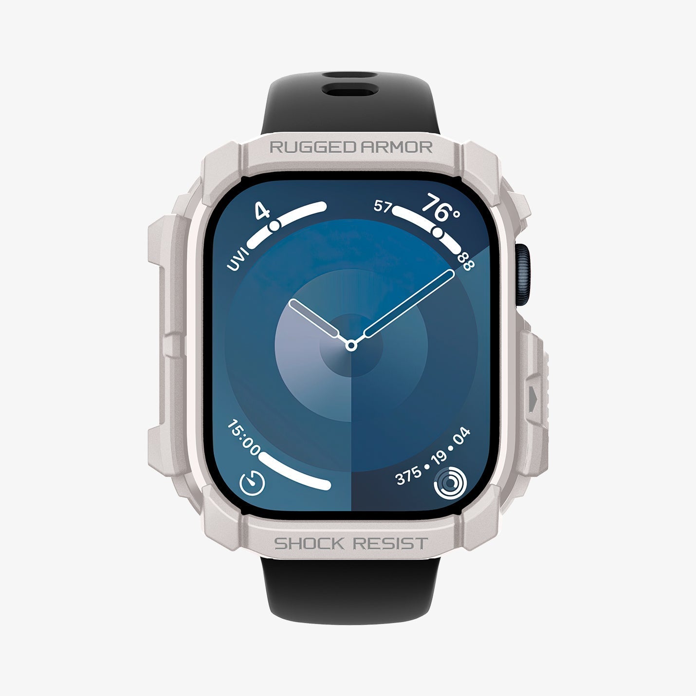 ACS08600 - Apple Watch Series 11 / 10 (46mm) Case Rugged Armor in Dune Beige showing the front and partial sides